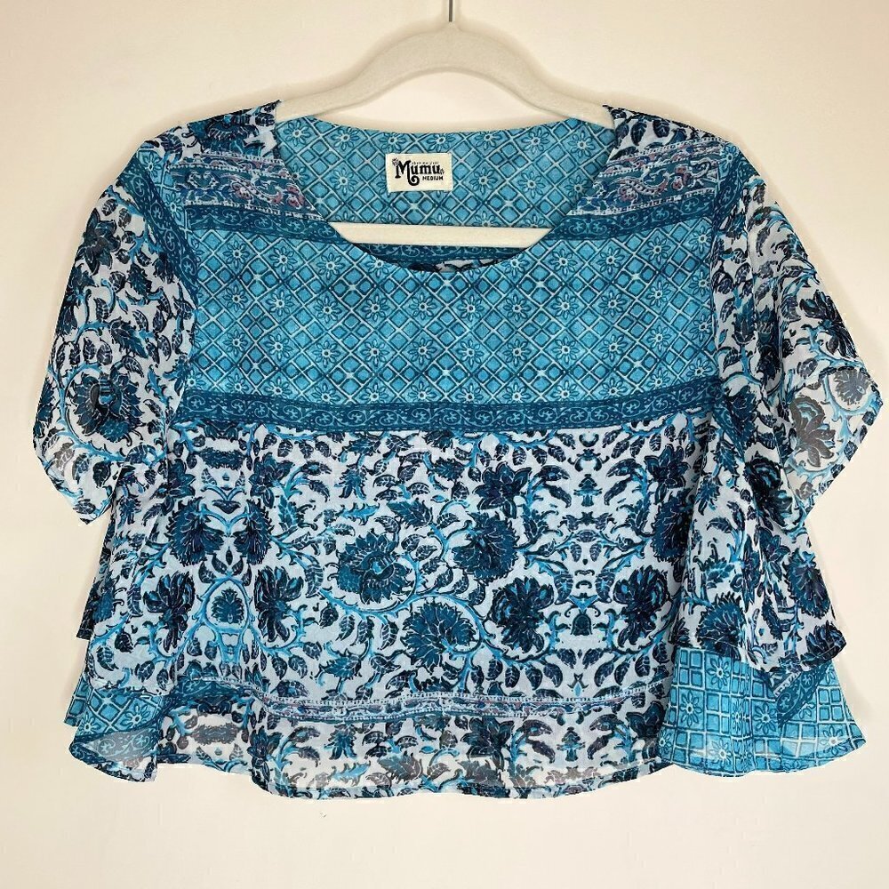 Show Me Your Mumu Candice Crop Top - Blue Floral